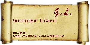 Genzinger Lionel névjegykártya